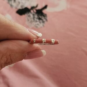 Sterling silver and Coral enamel ring